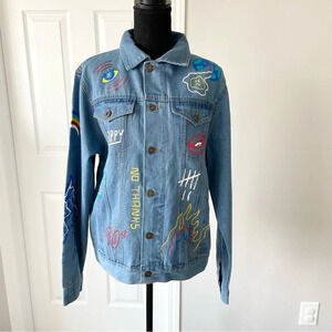 NWT Brooklyn Cloth Streetwear Graffiti Denim Button Up Jacket